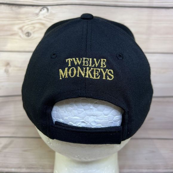 12 Monkeys Vapor Hat Flexfit Black Strapback Adjustable Cap Gold Logo Vape Brand - Picture 5 of 12